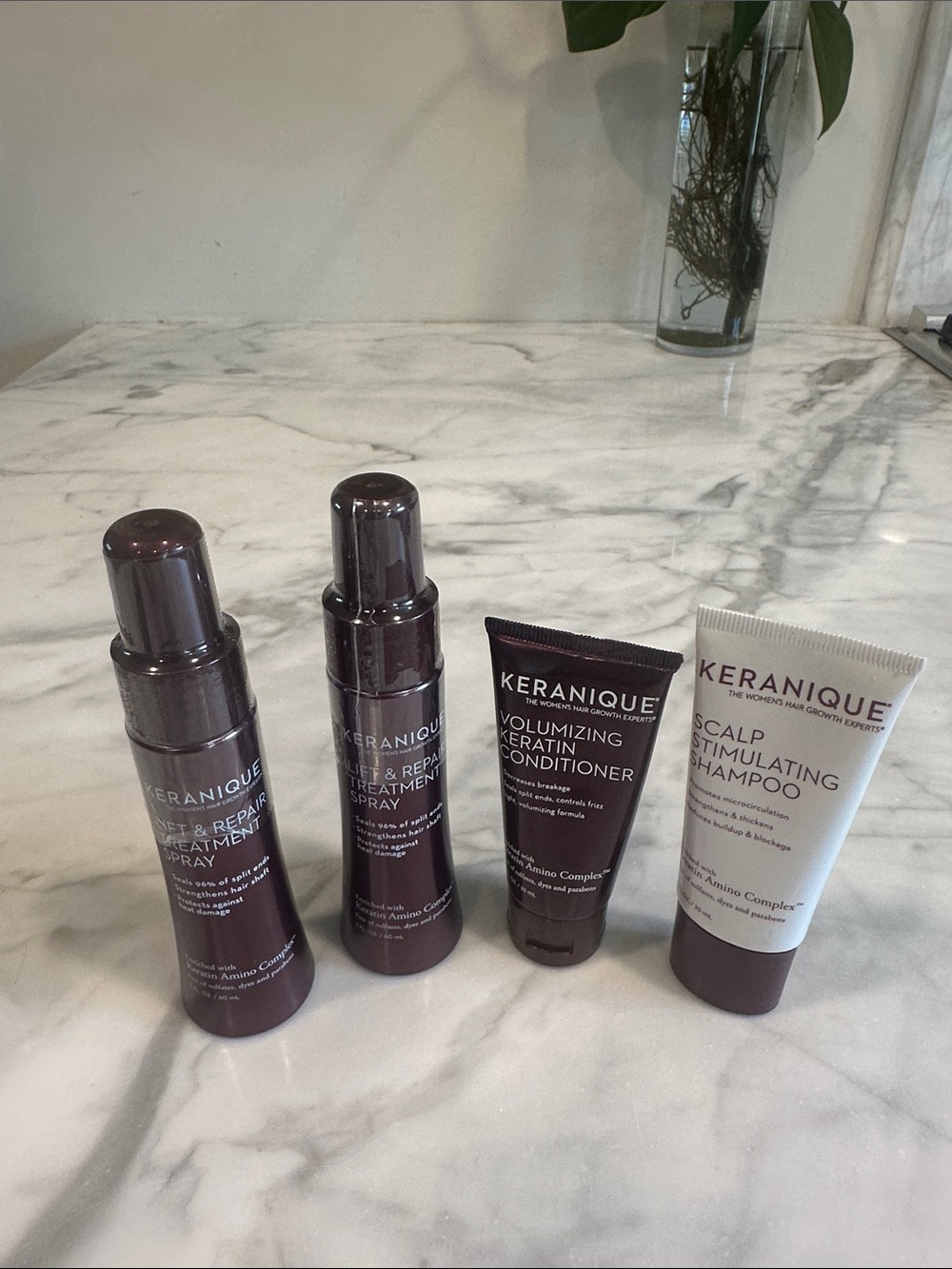 Keranique Lift and Repair Spray and Shampoo and Conditioner
